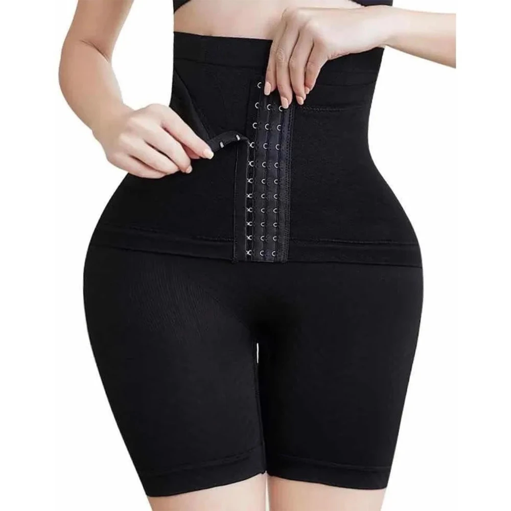 Women Body Shaping Pants Adjust Buckles Buttock Lifting Belly Slimming High Waist Tights Black XS/S(83‑105lb)