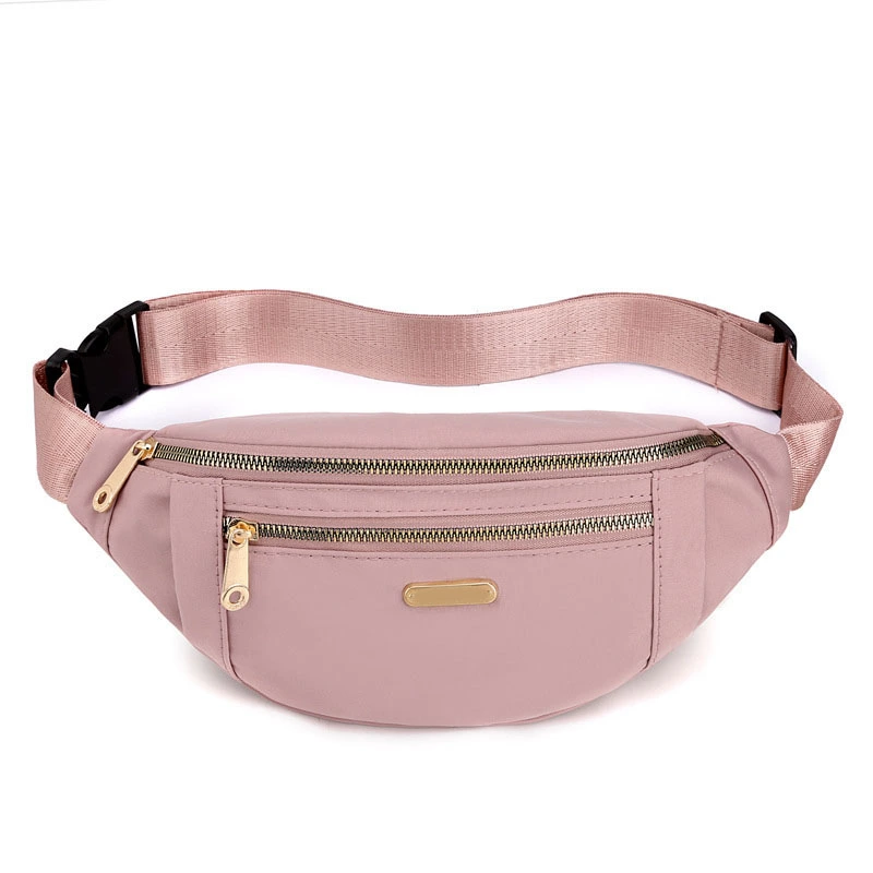 Women Fanny Pack Zipper Closure Multi Layer Adjustable Belt Women Waist Bag for Travel Work Pink Free Size