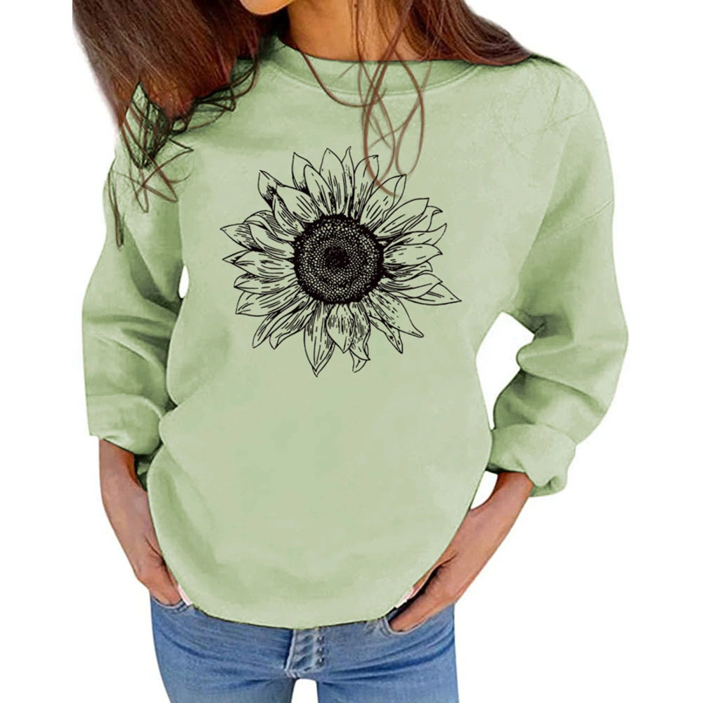 Sunflower Crew Neck Sweatshirt for Women Breathable Comfortable Loose Long Sleeve Sweatshirt for Daily Olive Green XXL