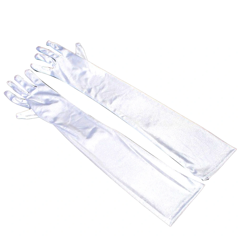 Bride Gloves Pure Colour Satin Sunshade Comfortable Bridal Accessory for Wedding White Free Size