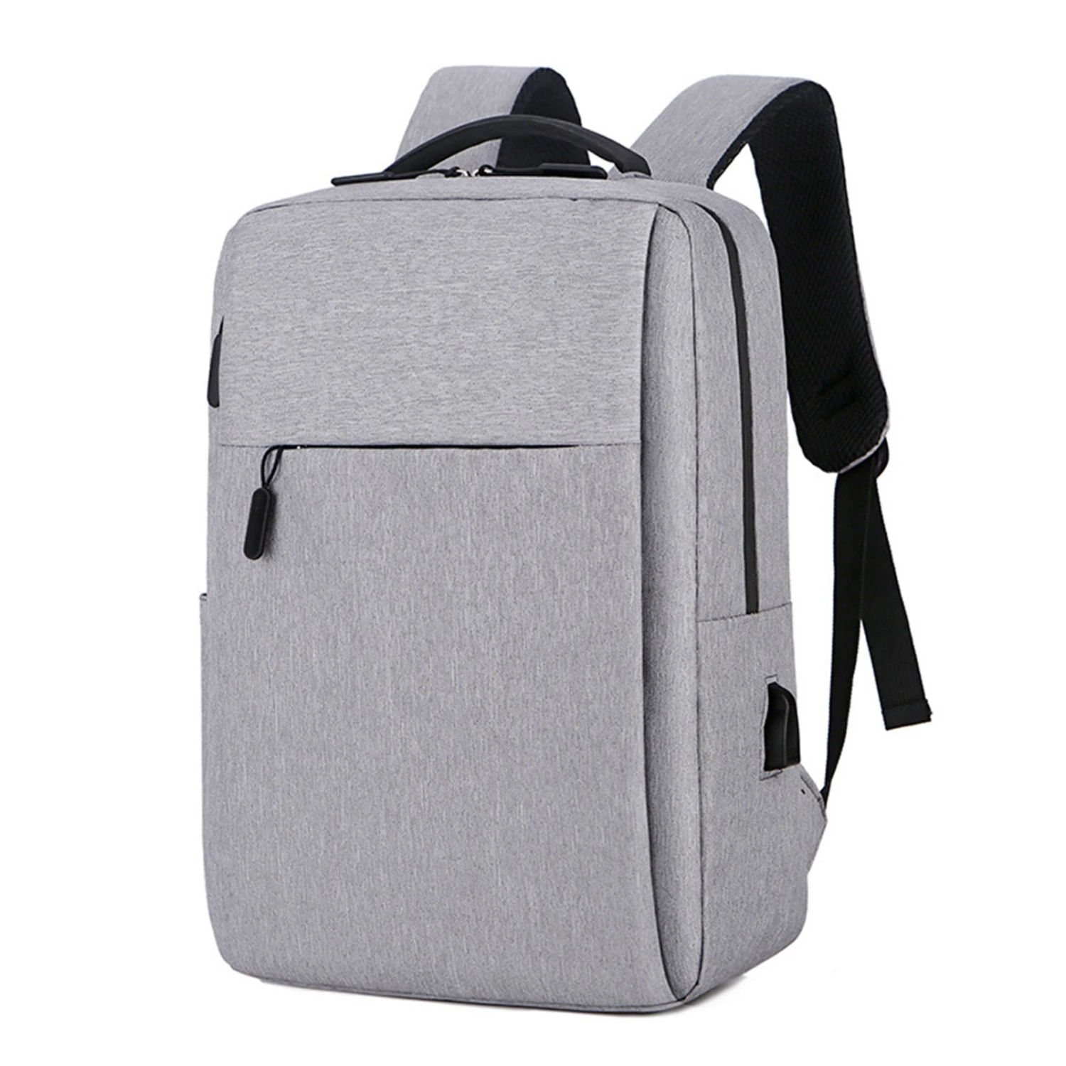 Laptop Backpack Oxford Cloth Shock Resistant Laptop Shoulder Bag for Travel Office Business With USB Gray