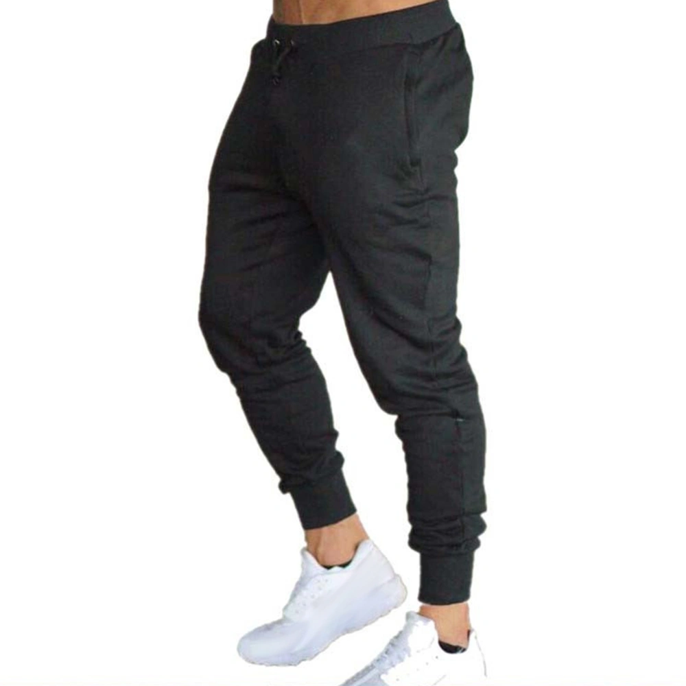 Sweatpants Black Fitness Stretchy Pure Color Casual Fit Fashionable Men Sweatpants for Outdoor Black Sweatpants XL