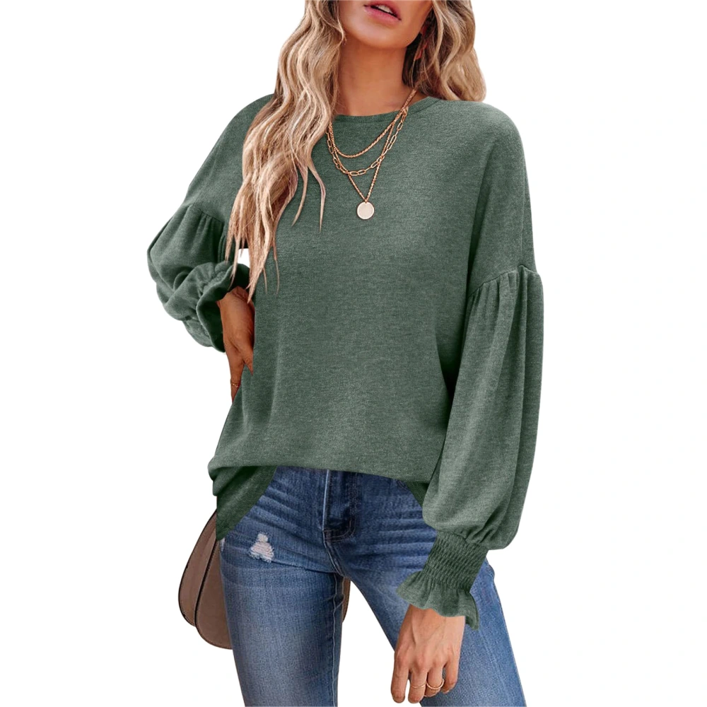 Women Long Sleeve T Shirt Crew Neck Pure Color Loose Shirt Top Blouse for Work Business Office Dating OD Green S