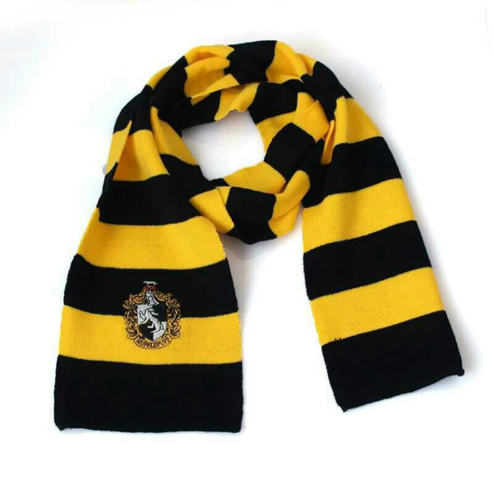 School Striped Scarf Soft Comfortable Warm Yellow Striped Scarf for Winter Christmas Halloween Decoration Yellow