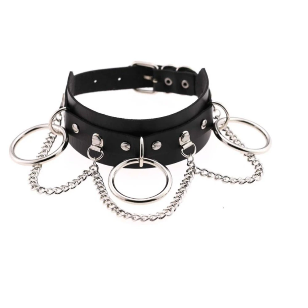 Punk Collar Soft PU Leather Cool Fashionable Punk Collar Necklace for Men Women Black Black