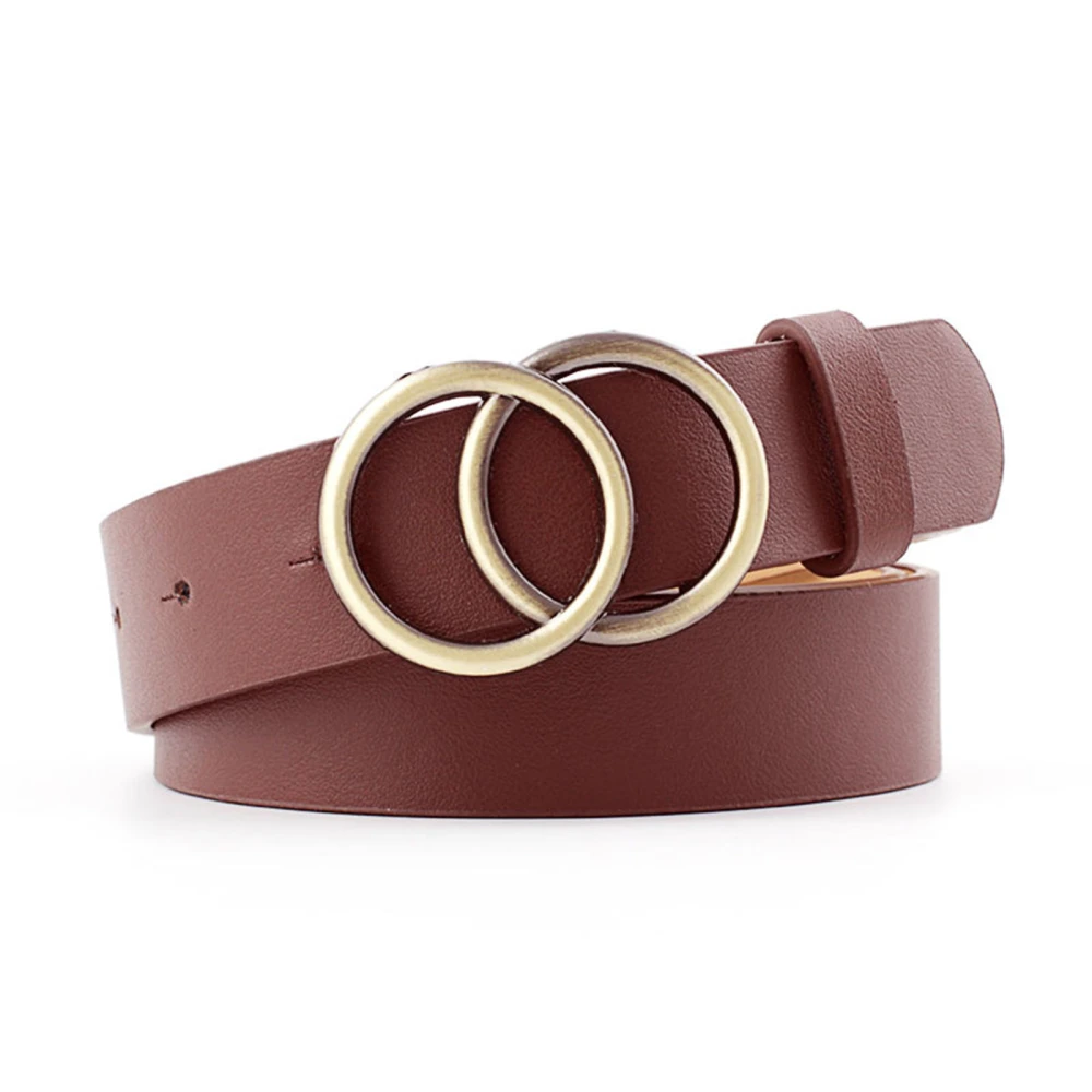 Women Belt O Rings Buckle Soft Comfortable Casual PU Leather Belt for Parties Role Playing Shopping Dating Brown