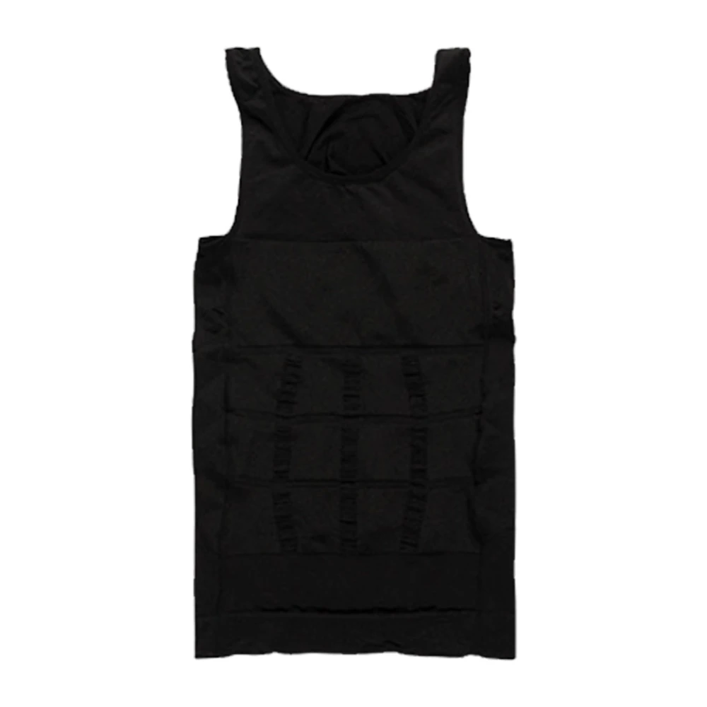 Men Vest Elastic Sleeveless Low Round Neck Wide Hem Design Cotton Blend Sport Vest for Indoor Daily Black XXL