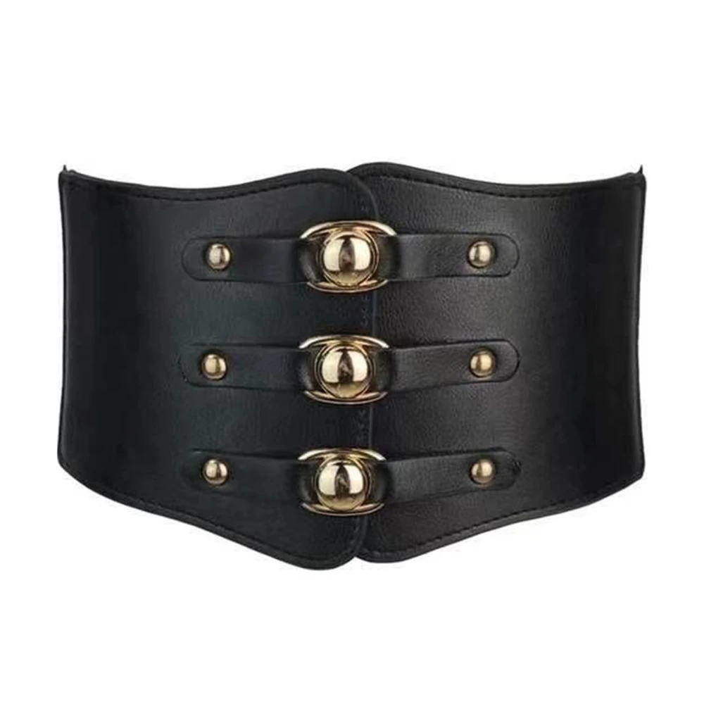 Women Corset Waist Belt Elegant Exquisite Elastic Tied Waist Belt for Party Halloween Costumes Black