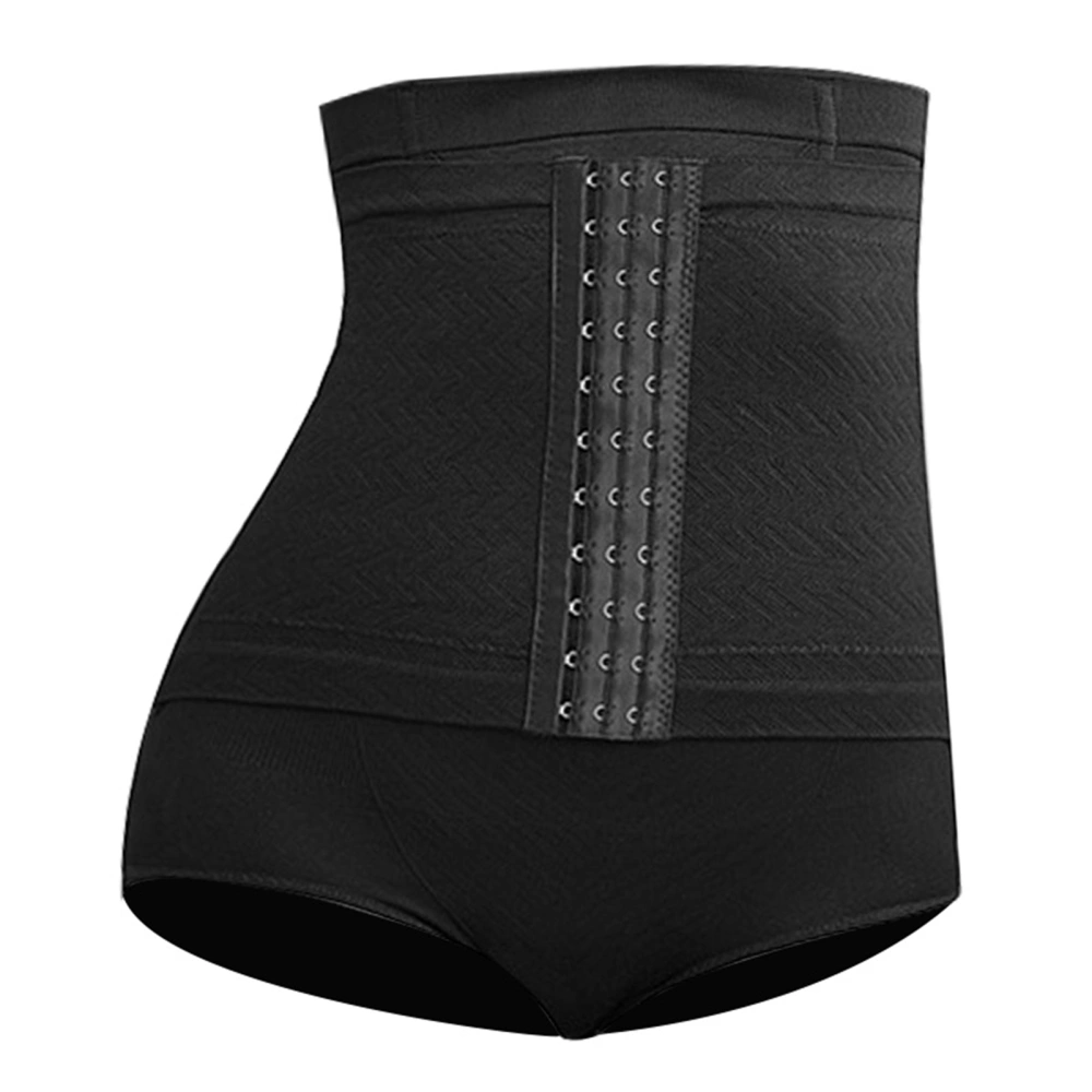 Body Shaping Tummy Control Panty High Waist Three Row Button Butt Lifter Compression Shapewear Black S(37.5‑47.5kg)