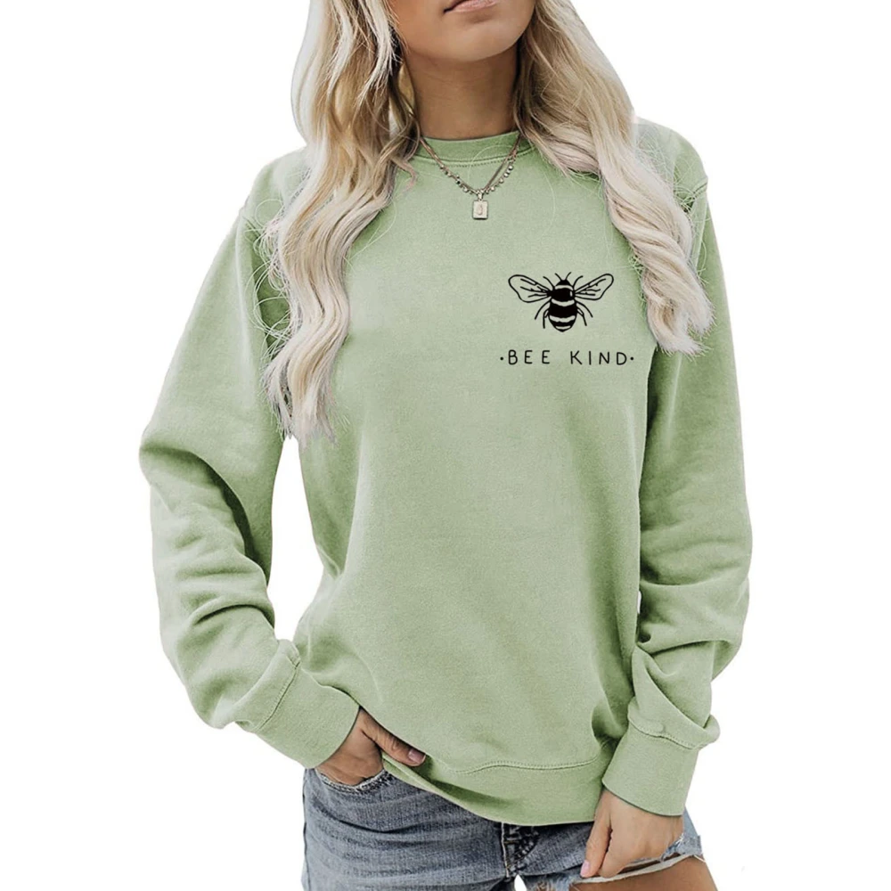 Women Long Sleeve Crewneck Sweatshirt Loose Casual Fashionable Letter Print Pullover Tops for Holiday Olive Green L