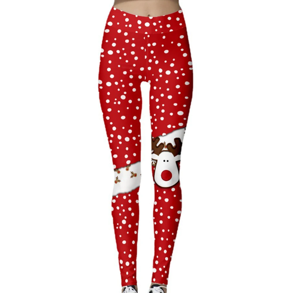 Christmas Leggings Regular Waist Tight Fit Clear Digital Printing Funny Patten Women Casual Christmas Skinny Pant BFY031 XL