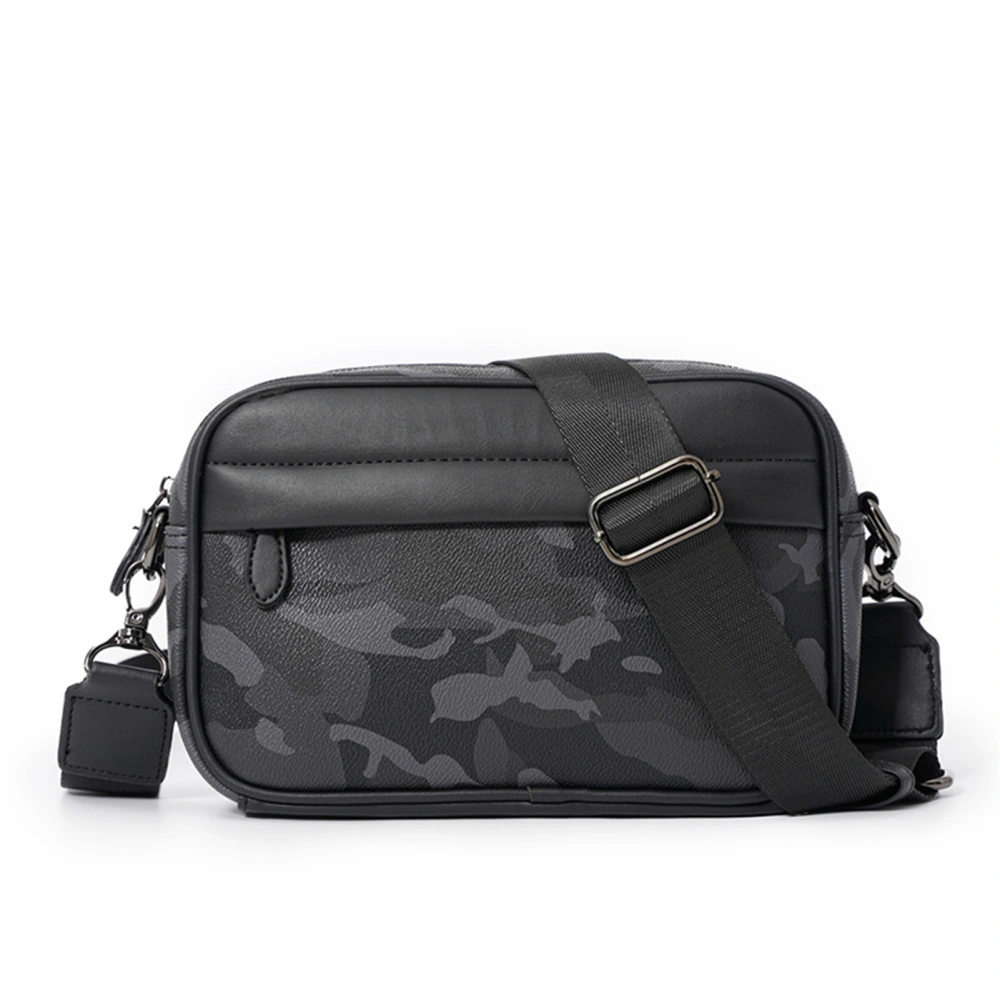 Men Crossbody Bag PU Polyester Casual Single Shoulder Bag for Outdoor Sports Shopping Traveling Camouflage Free Size