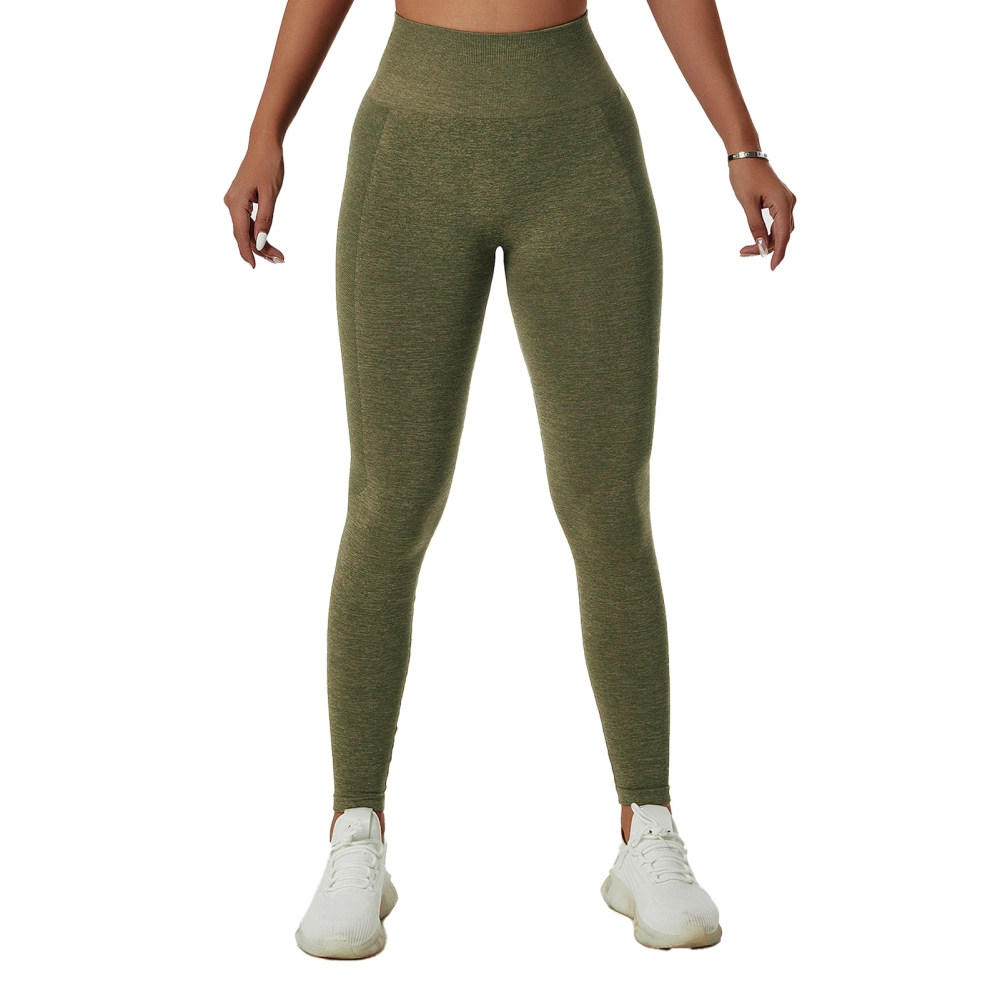 Tight Yoga Pants High Waisted Stretch Hip Fitness Seamless Fashionable Yoga Long Leggings for Riding Running OD Green M