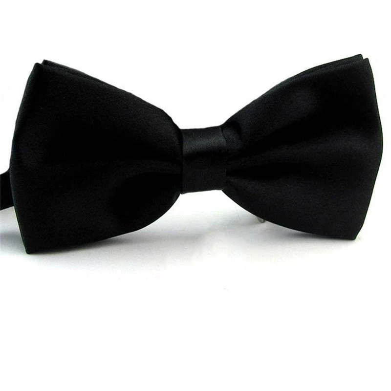 Men Bow Ties Classic Pre Tied Formal Banded Satin Adjustable Ties for Business Weddings Prom Hotel Waiter Black