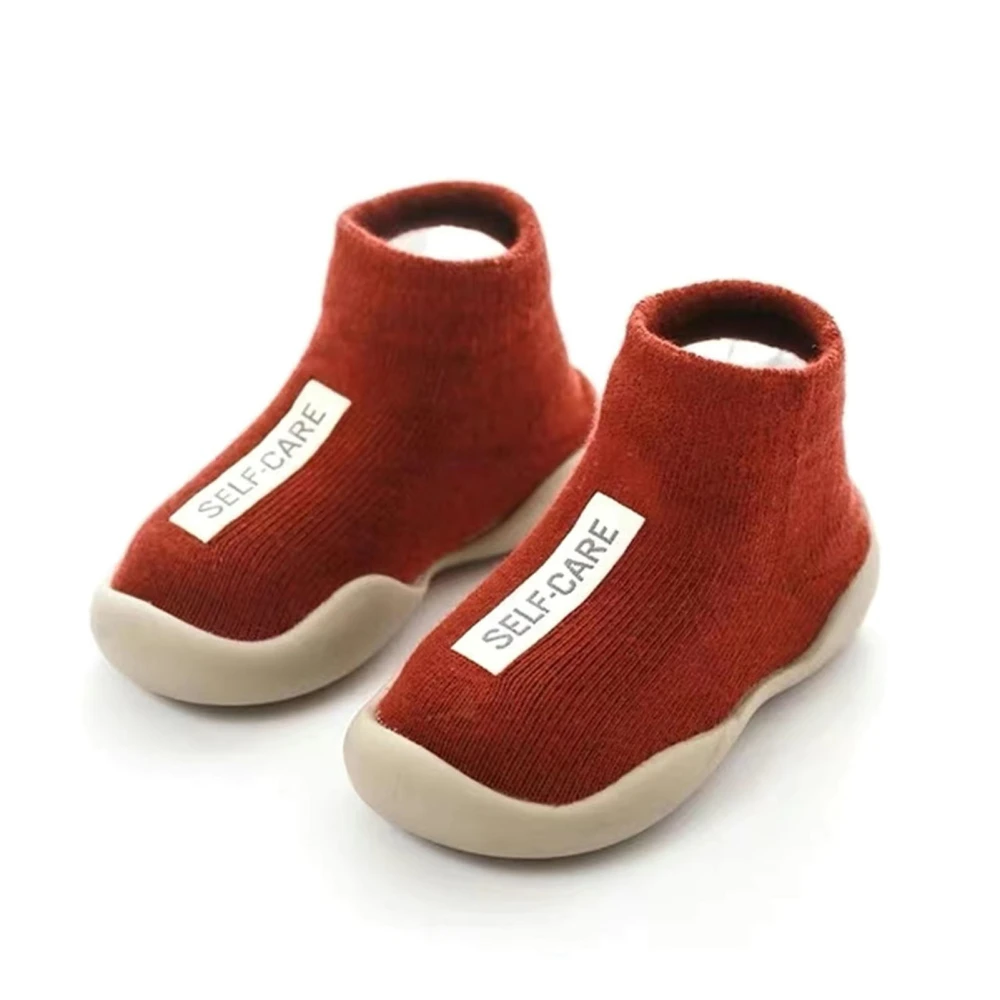 Infants Cotton Socks Shoes Skidproof Elastic Soft Breathable Indoor Outdoor Baby Slipper for Newborn Toddler Red 24-25