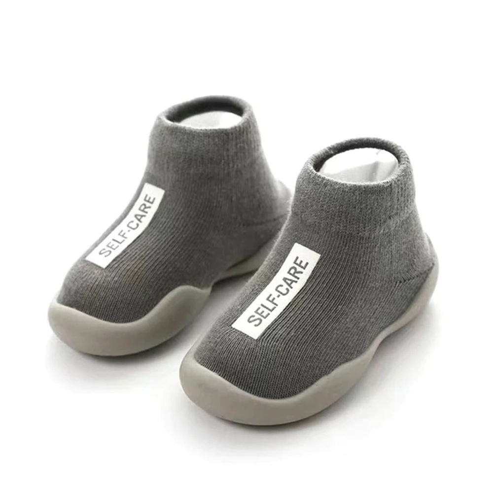 Infants Cotton Socks Shoes Skidproof Elastic Soft Breathable Indoor Outdoor Baby Slipper for Newborn Toddler Grey 24-25