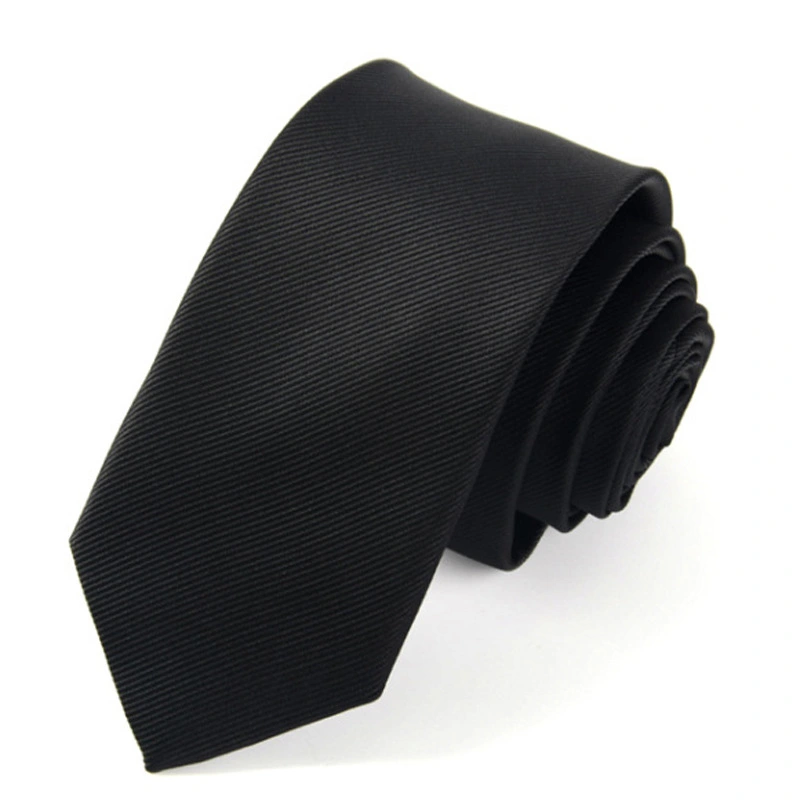 Men Tie Pure Color Classic Polyester Silk Formal Business Fashion Necktie for Daily Office Banquet Wedding Black