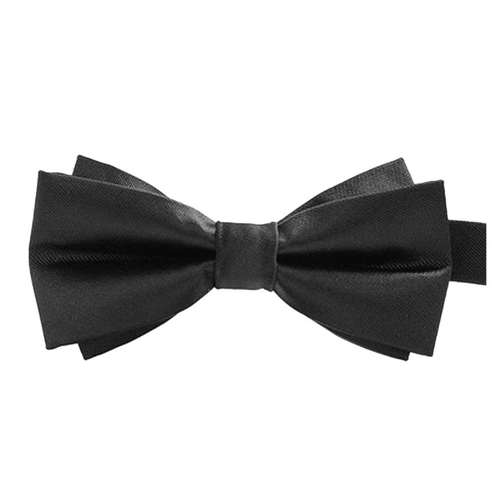 Men Bow Tie Pure Color Polyester Adjutable Bowtie Formal Accessory for Wedding Performance Black