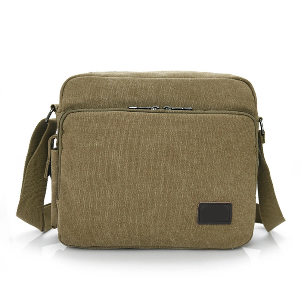 Men Messenger Bag Vintage Multifunction Polyester Large Space Leisure Men Messenger Bag for Outdoor Travel Sports Khaki Free Size