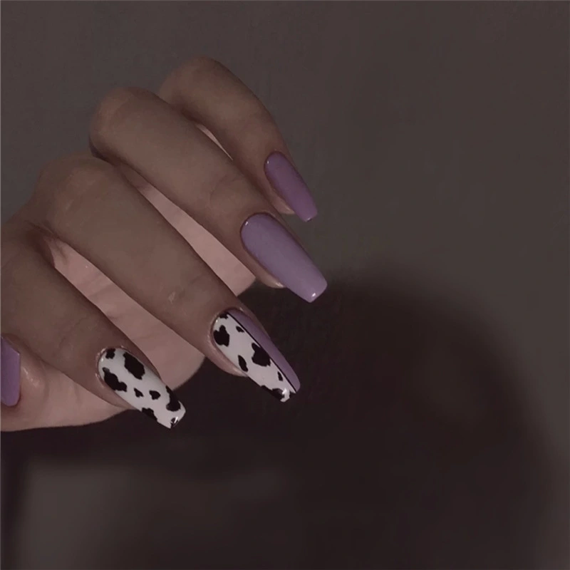 Ballet Purple Leopard Fake Nail Pieces Wearing Nail Art Paste Finished Nail Pieces