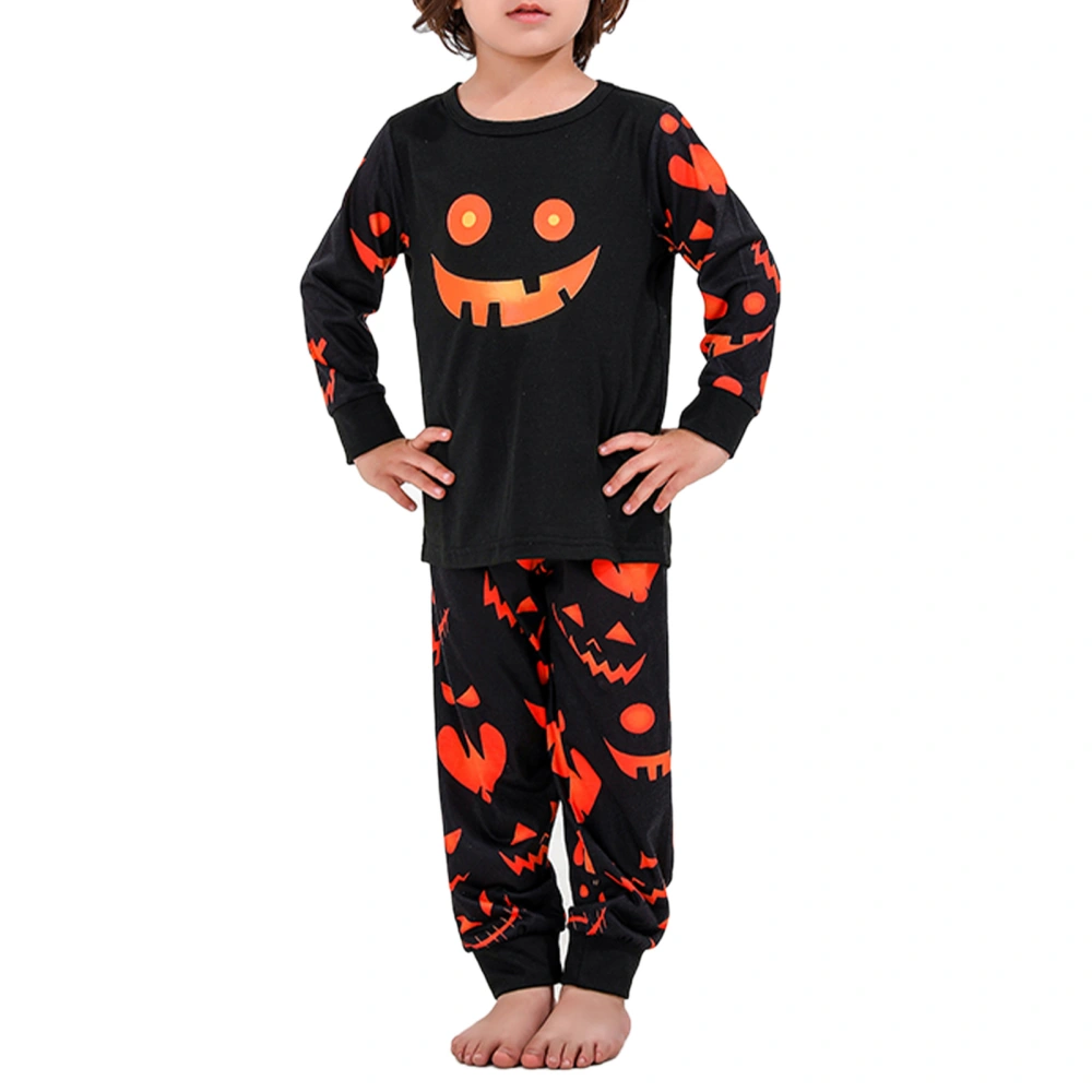 Family Pajamas Halloween Style Luminous Smiling Face Long Sleeve Matching Pajamas for Family Men Women Kids Black KIDS 6-7Y