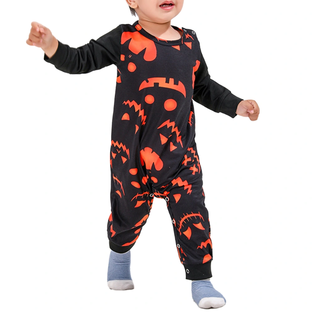 Family Pajamas Halloween Style Luminous Smiling Face Long Sleeve Matching Pajamas for Family Men Women Kids Black Baby 18-24M