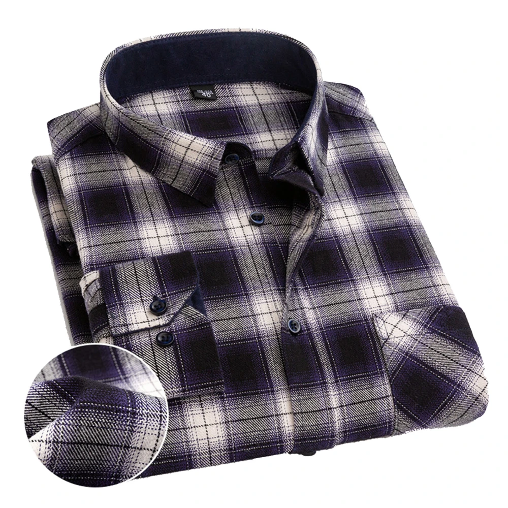 Men Pure Cotton Brushed Plaid Shirt All Seasons Lapel Checkered Casual Shirt for Casual Home Shopping Dating Office R2‑809 41