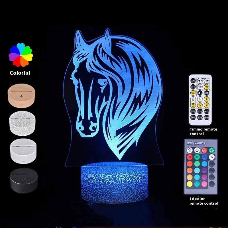 Horse Head Series Colorful Touch Remote Control 3D Table Lamp