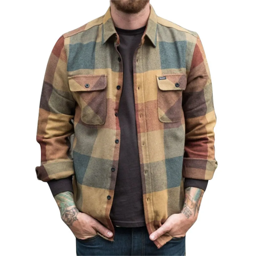 Man Plaid Shirt Casual Comfortable Fashionable Colorful Breathable Long Sleeve Shirt for Working Dating Colorful XXL