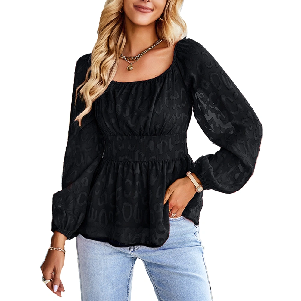 Women Long Sleeve Tops Stylish Breathable Casual Round Neck Tunic Shirts for Work Party Dating Black XL