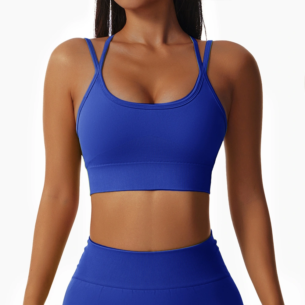 Women Workout Bra Seamless U Neck Sweat Absorbing Elastic Sports Yoga Top for Gym Exercise