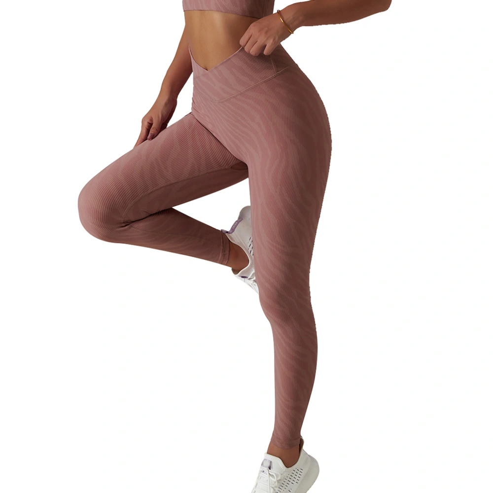 Yoga Pants High Waist Tight Tummy Control Hip Lift Elastic Leggings Pants for Running Dancing Zebras Pink L