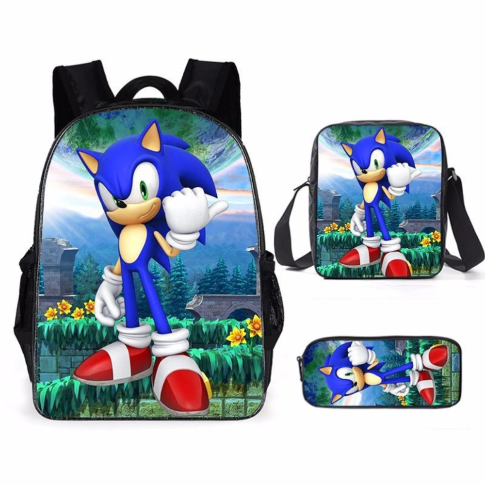 3Pcs Kid Bookbags Set Cartoon Backpack with Messenger Bag Pencil Case for School Outdoor Travel Camping Picnic