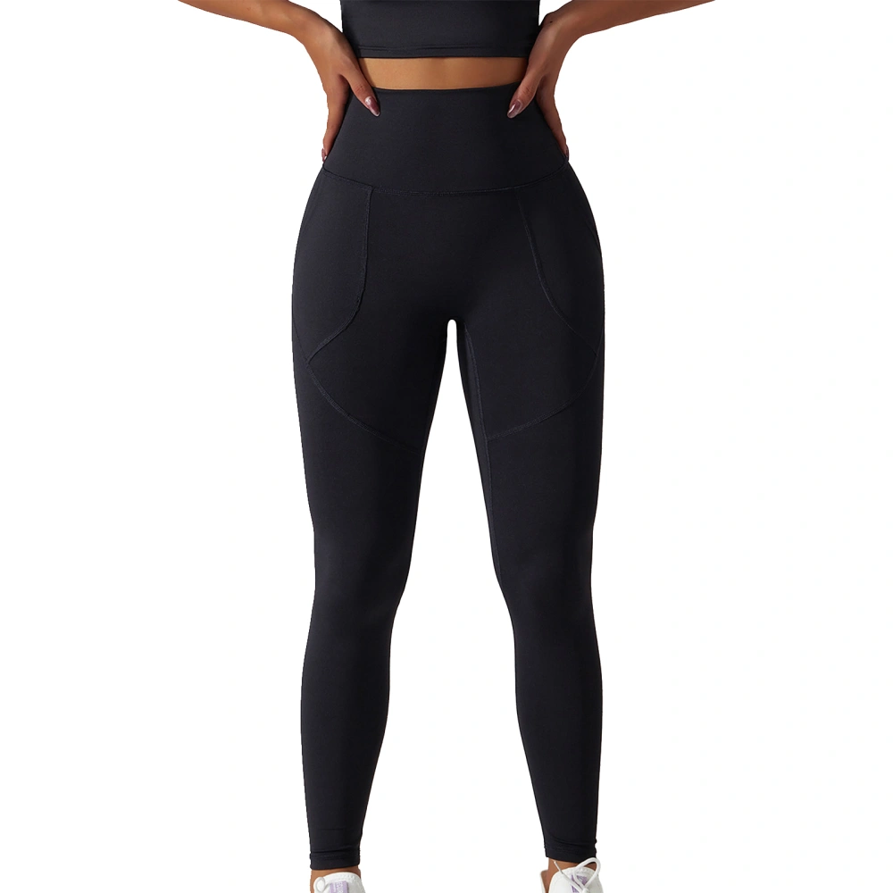 High Waist Yoga Pants Women Stretch Tummy Control Hip Lift Workout Leggings with Pocket for Cycling Running Black XL