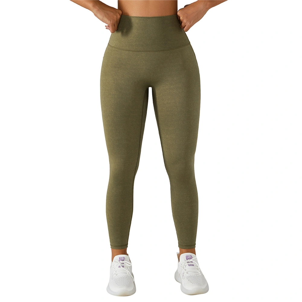 High Waist Yoga Pants Women Stretch Tummy Control Hip Lift Workout Leggings for Outdoor Sports Running Moss Green M