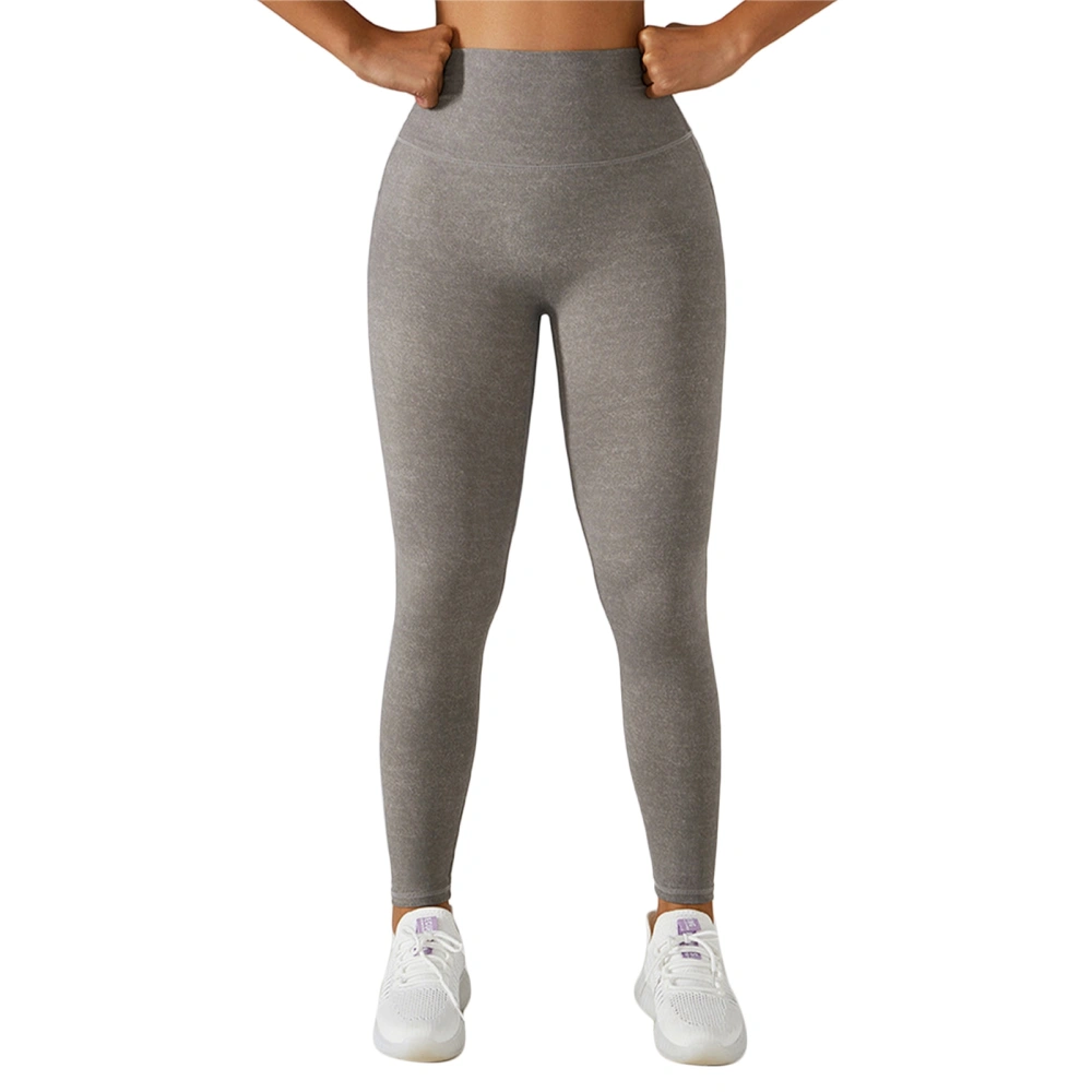 High Waist Yoga Pants Women Stretch Tummy Control Hip Lift Workout Leggings for Outdoor Sports Running Silver L