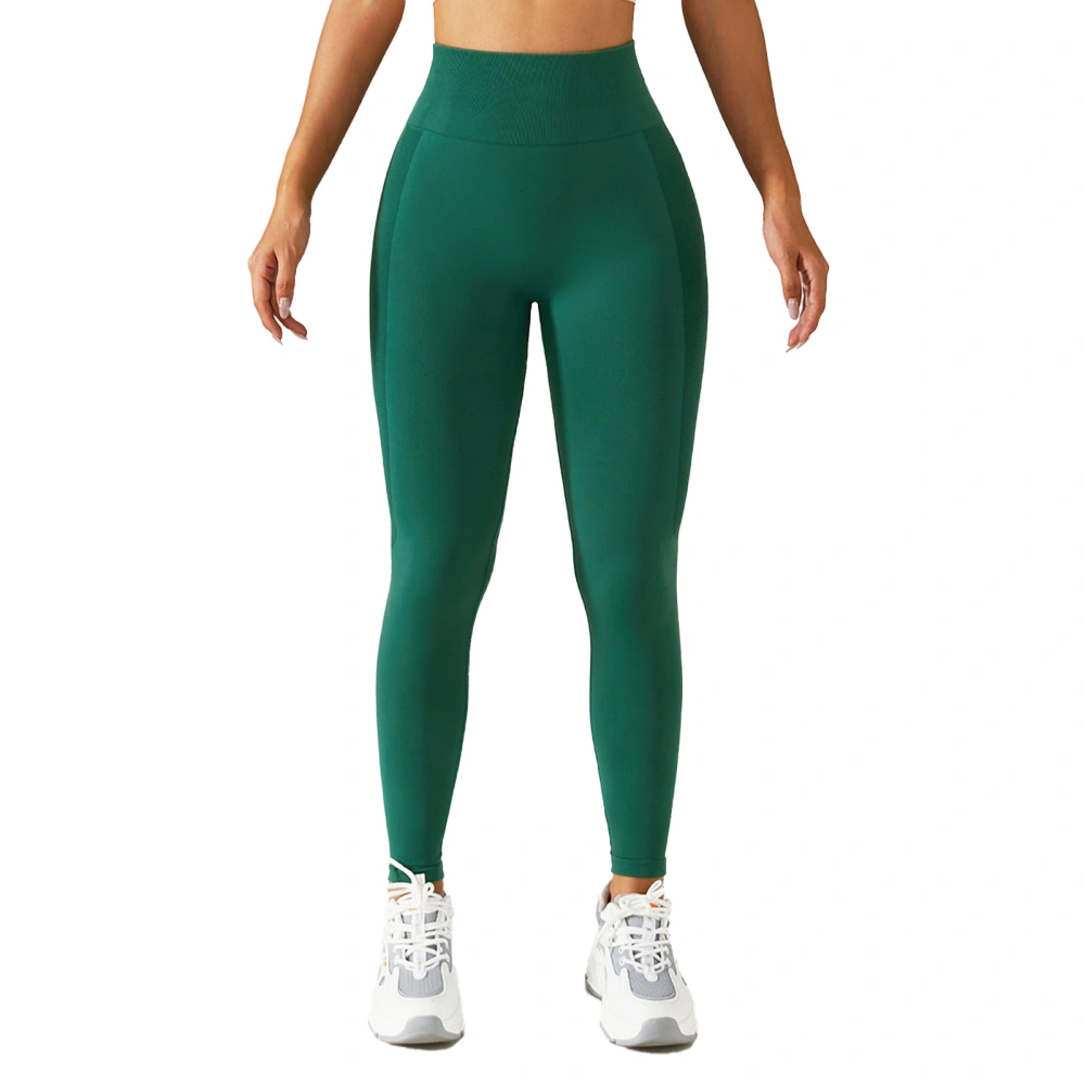 Women Yoga Leggings Quickly Drying High Elastic Waisted Casual Sport Tights for Running Workout Green S