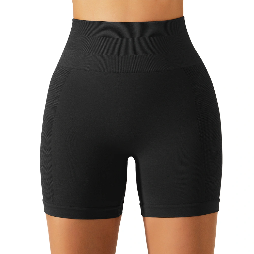 Women Yoga Shorts High Waisted Seamless Stretchy Butt Lifting Sports Tights for Running Fitness Black S