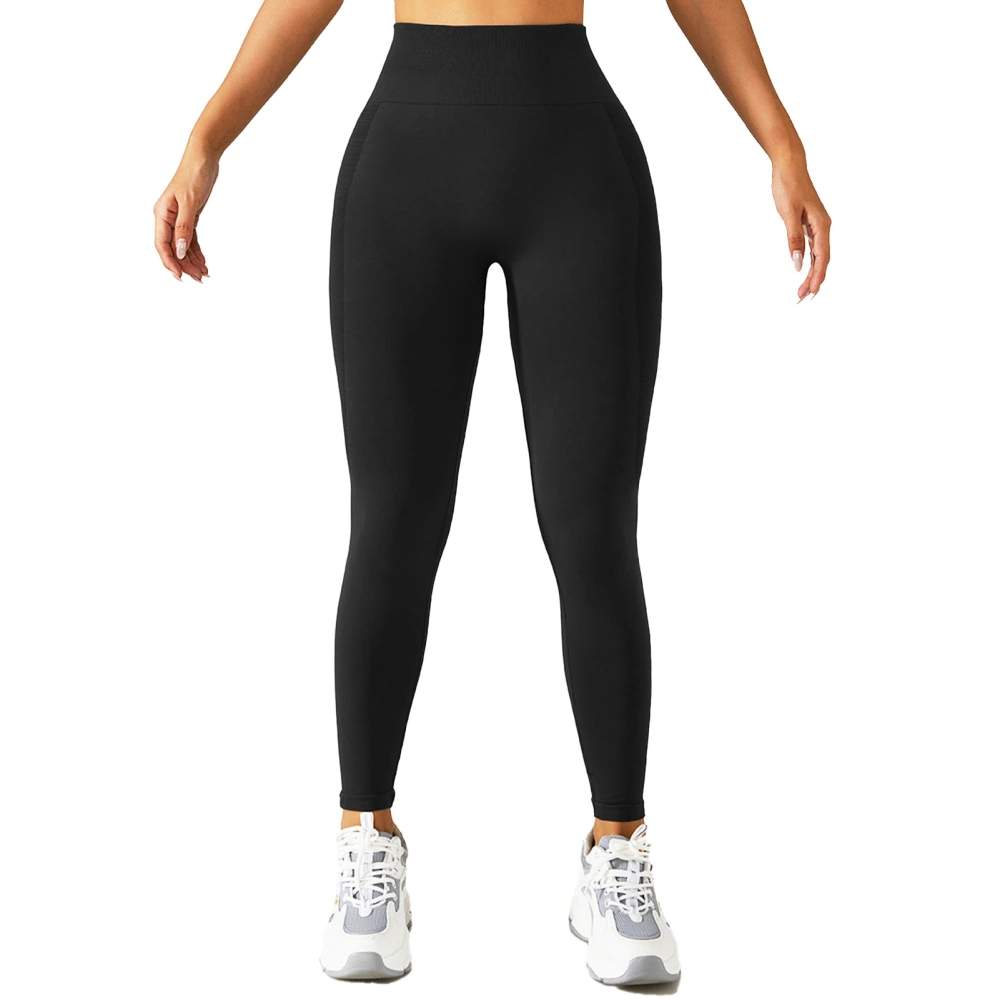 Women Yoga Leggings Quickly Drying High Elastic Waisted Casual Sport Tights for Running Workout Black L