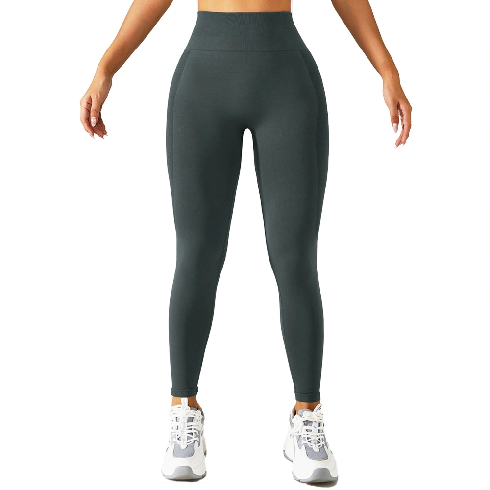 Women Yoga Leggings Quickly Drying High Elastic Waisted Casual Sport Tights for Running Workout Grey L