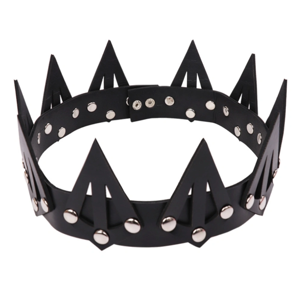 Fashion Queen Crown PU Leather Queen Tiara Headband Cosplay Costume Headwear for Prom Birthday Cosplay Party