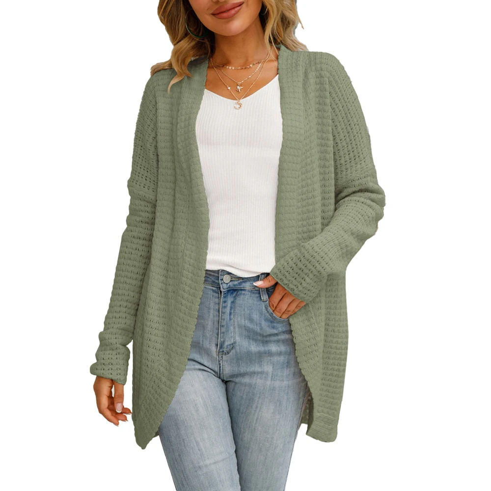 Women Hooded Sweater Coat Fashion Open Front Irregular Knitting Pure Color Women Casual Cardigan for Autumn Winter Women Pea Green XL