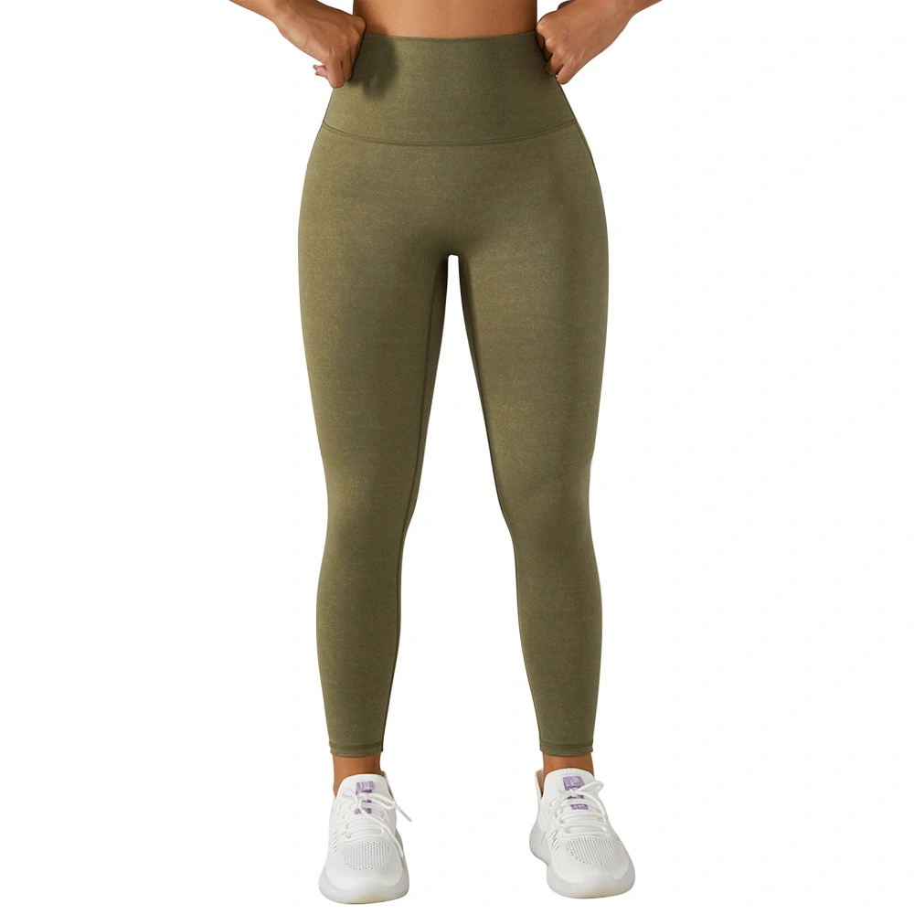 Women Yoga Pants Workout Leggings High Waist Tummy Control Seamless for Sports Gym Green M