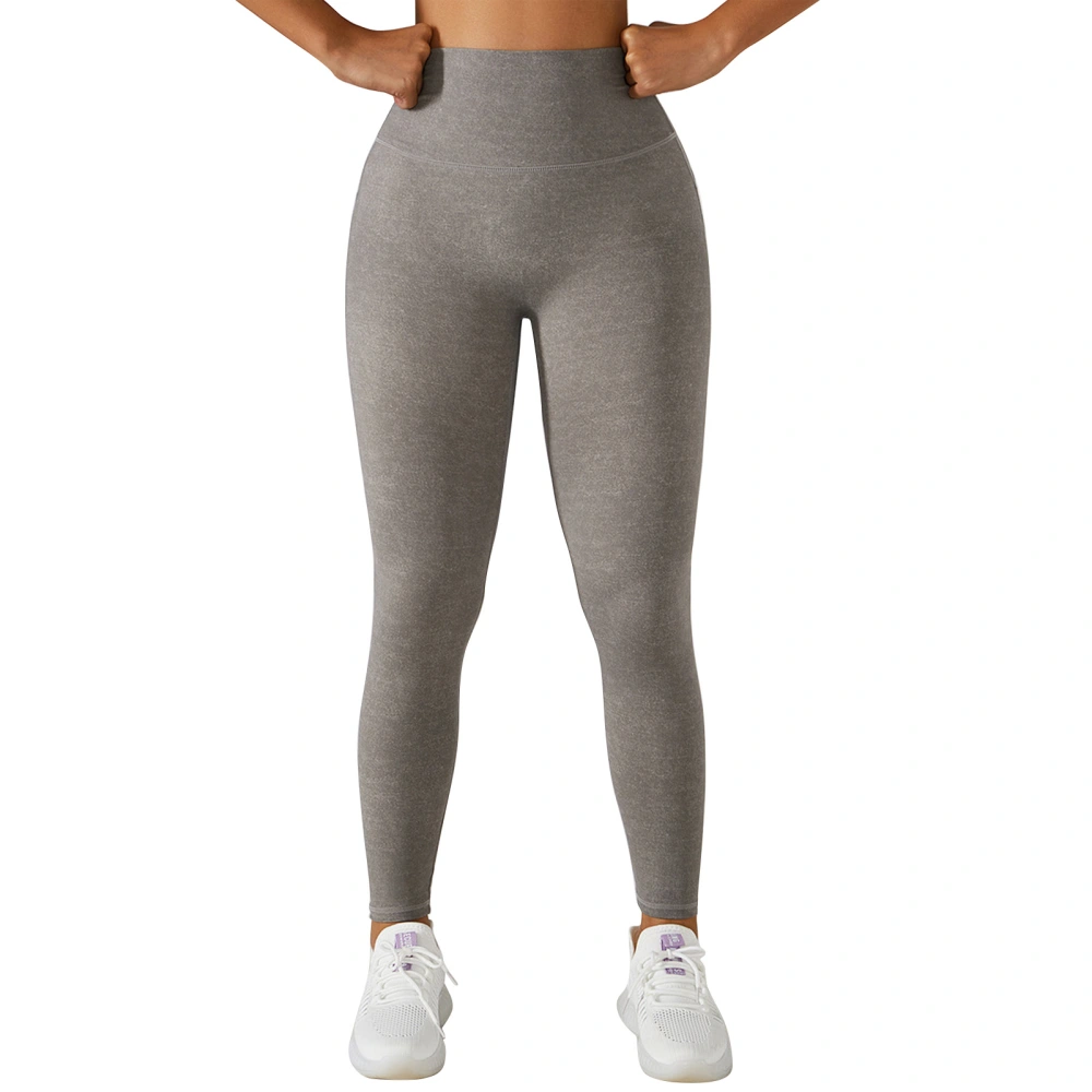 Women Yoga Pants Workout Leggings High Waist Tummy Control Seamless for Sports Gym Silver M