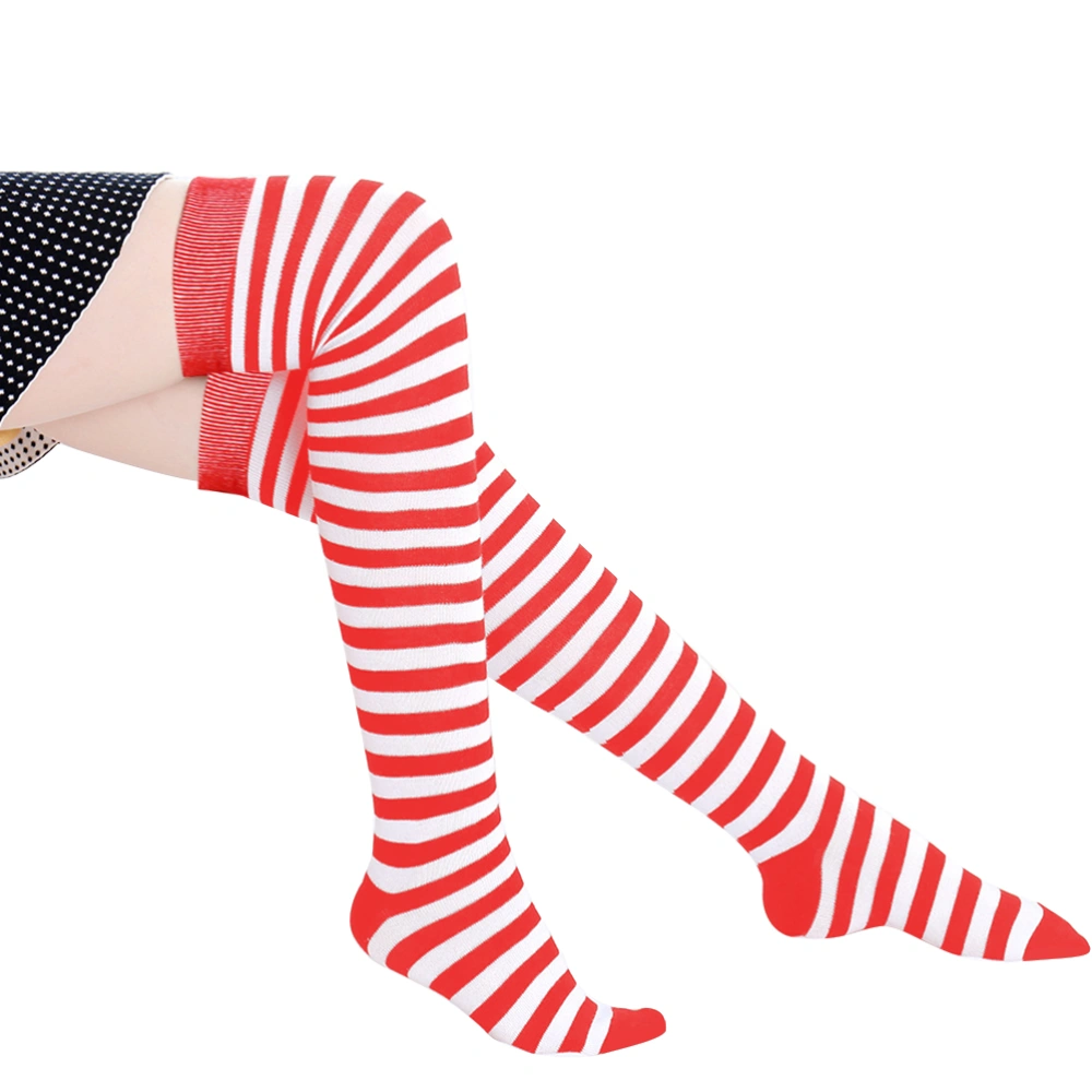 1 Pair Long Striped Socks Knee High Stockings for Kids Christmas Cosplay Party Costumes