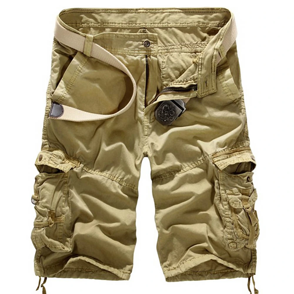 Men Summer Cargo Shorts Trousers Sweatpants Casual Shorts Men Summer Pocket Shorts No Belt