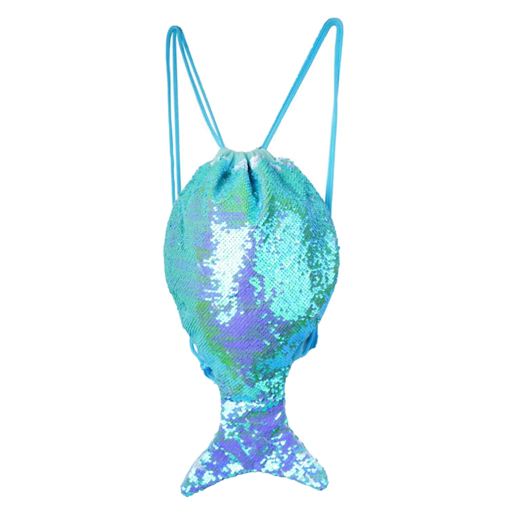 Reversible Sequins Drawstring Bag Mermaid Tail Colourful Backpack Gym Bag Kids Backpacks Outdoor School Bag for Girls Children