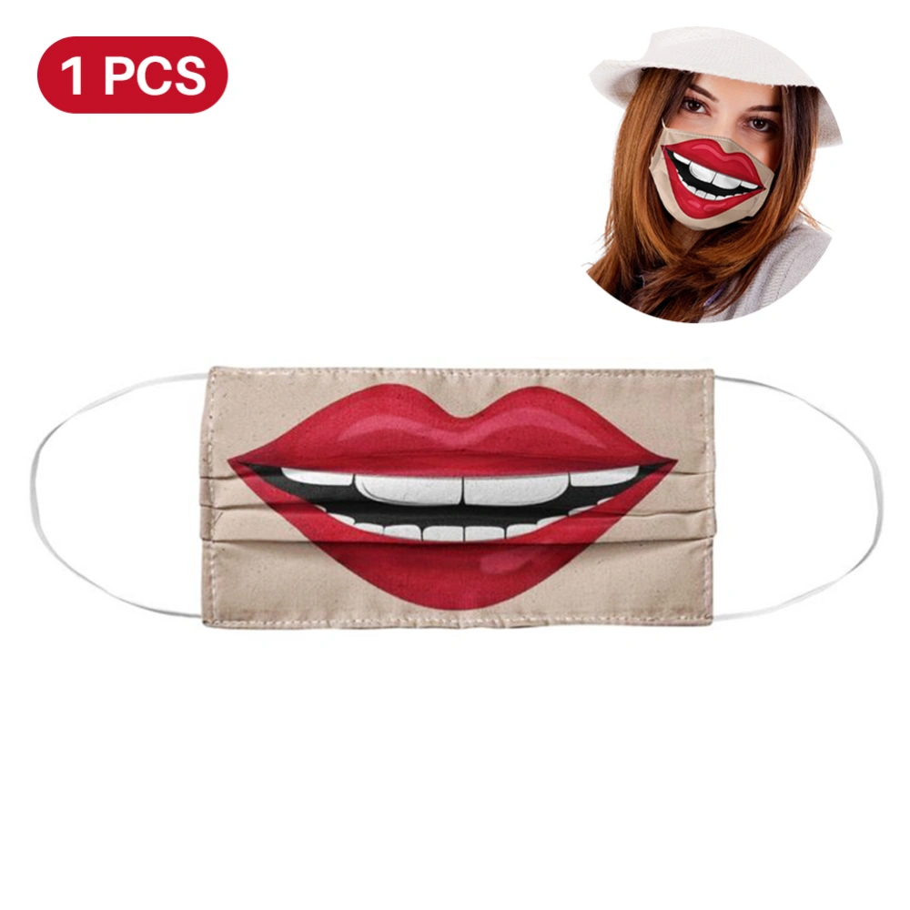 Adults Lip Print Face Mask Funny Pattern Duskproof Mask Washable Breathing Outdoor Protective Face Mask