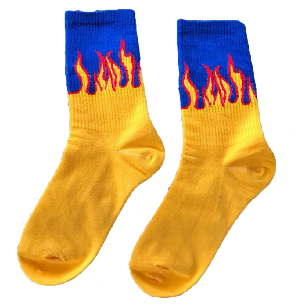 Flame Socks Men Print Cotton Crew Mens Stockings Sloth Winter Hip Hop Cool Skateboard Socks