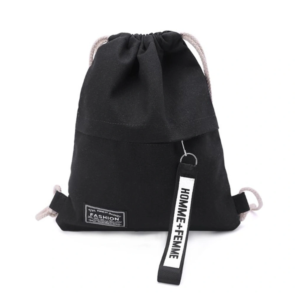 School Sports Canvas Drawstring Bag Sack Fitness Zipper Storage Pack Rucksack Backpack